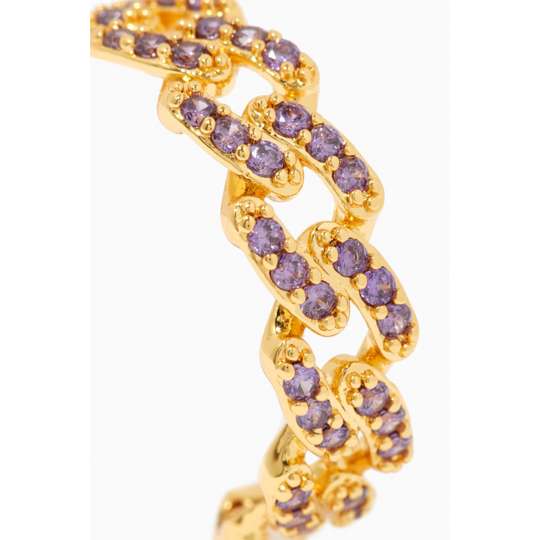 Crystal Haze - Mexican Chain Hoops in 18kt Gold Plating Purple
