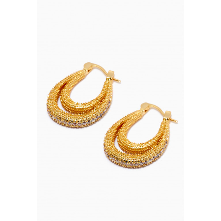 Luv Aj - Dolly Pavé Hoop Earrings in 18kt Gold-plated Brass