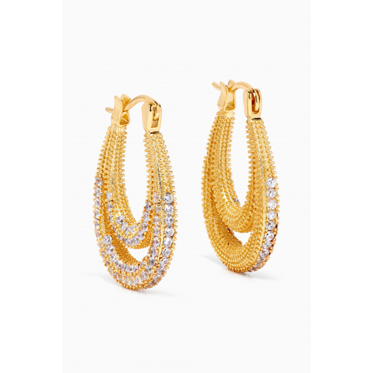 Luv Aj - Dolly Pavé Hoop Earrings in 18kt Gold-plated Brass