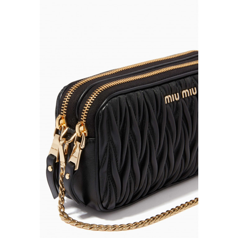 Miu Miu - Miu Camera Crossbody Bag in Matelassé Leather Black