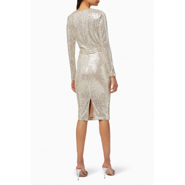 NASS - Sequin Belted Dress with Cowl Neck