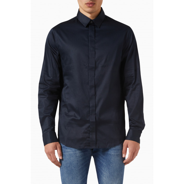 Armani Exchange - Slim-fit Shirt in Cotton Blue