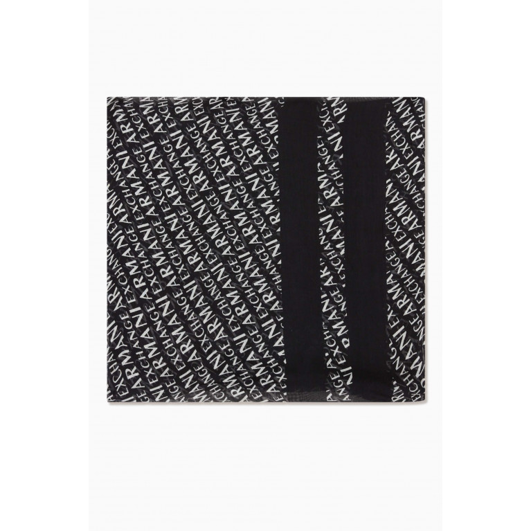 Armani Exchange - All-over Logo Scarf in Modal Black