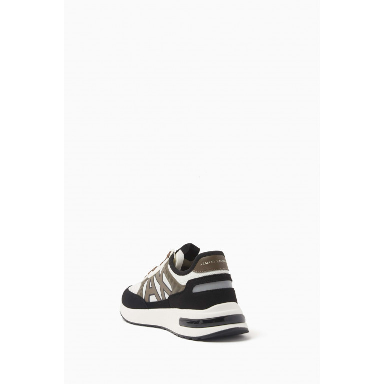 Armani Exchange - Logo Sneakers in Mesh & Leather White