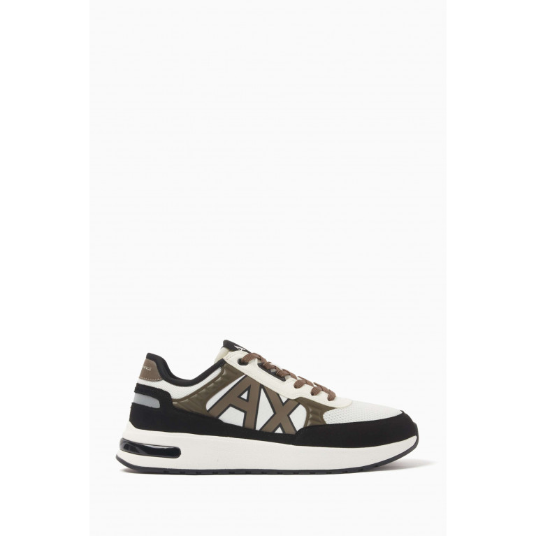 Armani Exchange - Logo Sneakers in Mesh & Leather White
