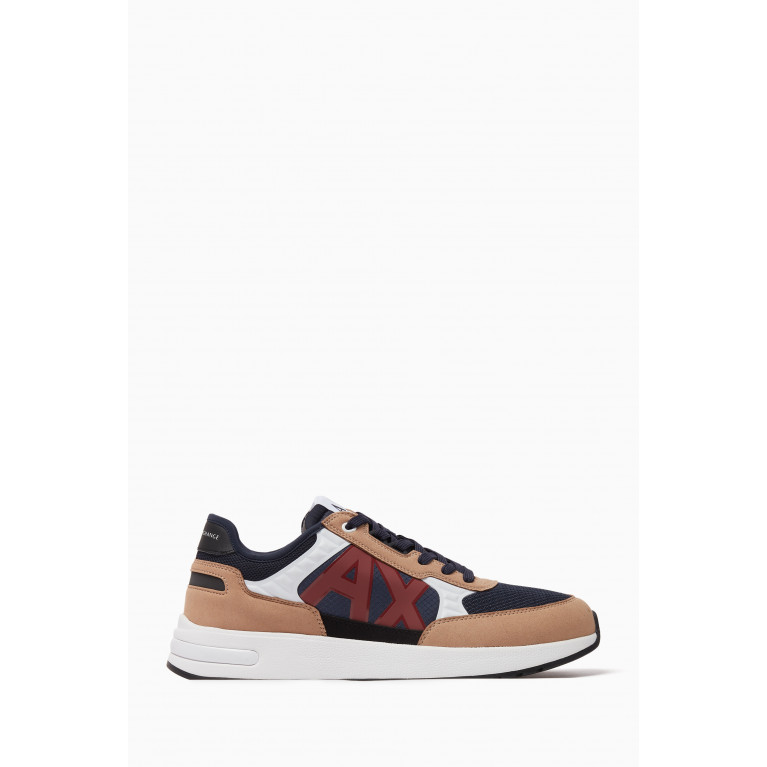 Armani Exchange - Logo Sneakers in Mesh & Leather Multicolour
