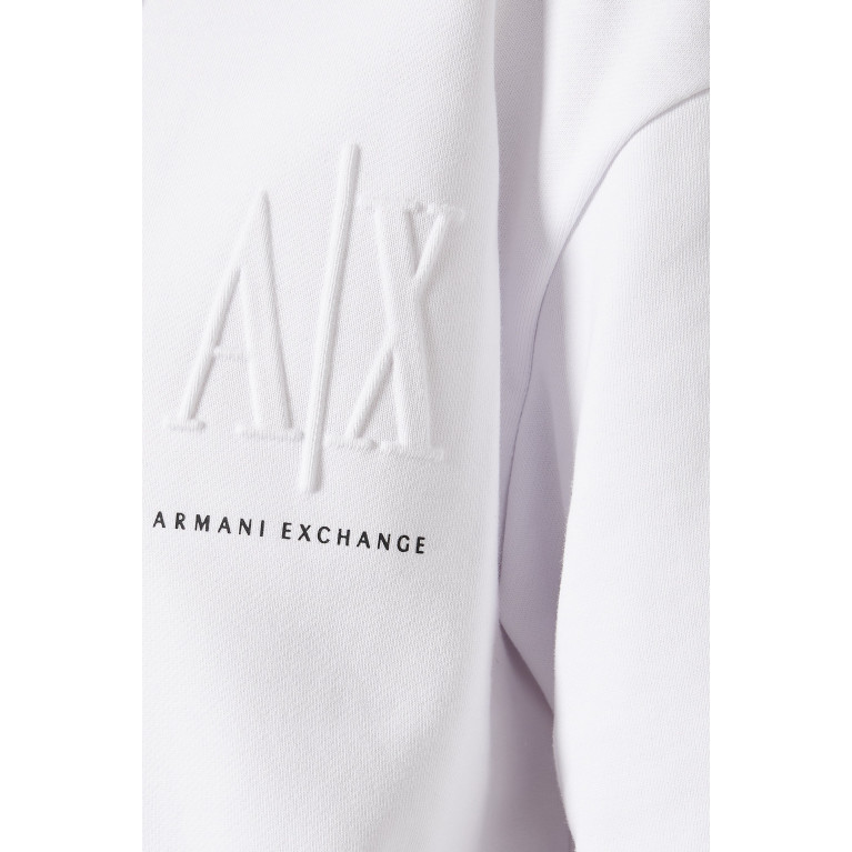 Armani Exchange - AX Icon Hoodie in Fleece White