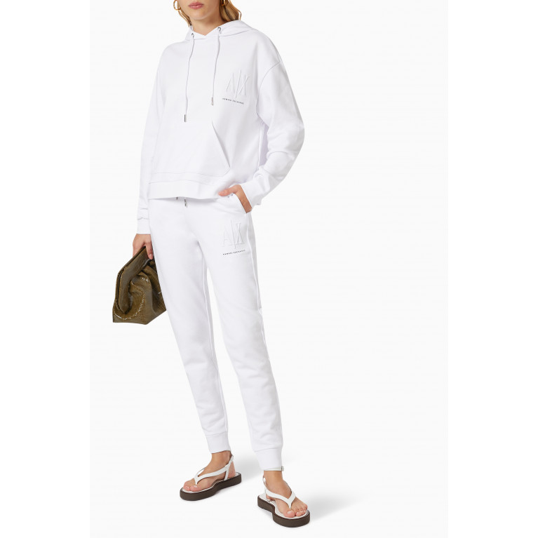 Armani Exchange - A|X Icon Logo Joggers in Cotton Knit White