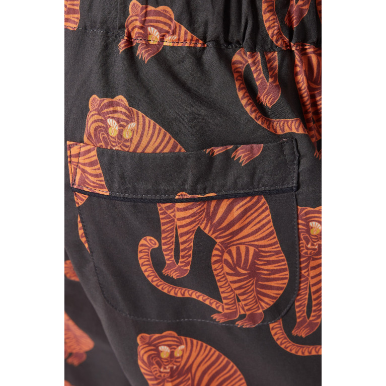 Desmond & Dempsey - Sansindo Tiger Pyjama Shorts in Cotton