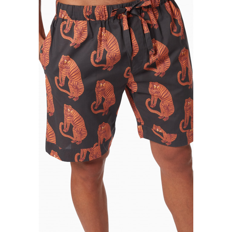 Desmond & Dempsey - Sansindo Tiger Pyjama Shorts in Cotton