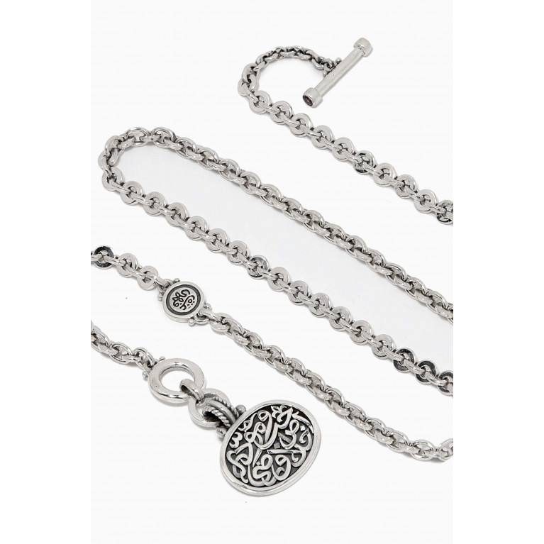 Azza Fahmy - T-Lock Brown Zircon Chain Necklace in Sterling Silver