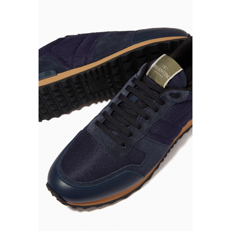 Valentino - Valentino Garavani Rockrunner Sneakers in Mixed Leather Blue