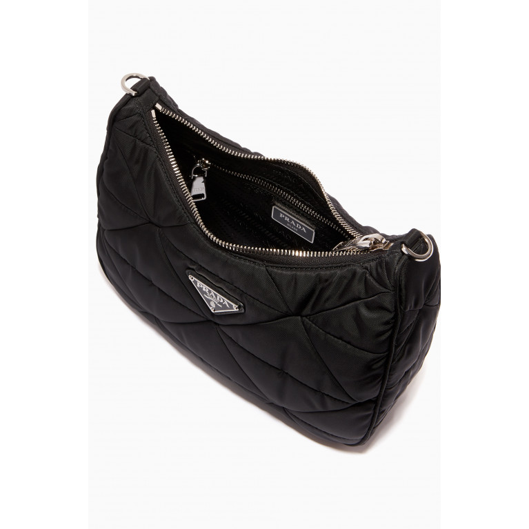 Prada - Triangle Logo Shoulder Bag in Quilted Padded Nylon Black
