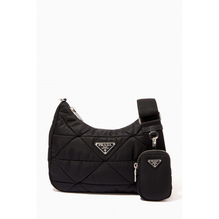 Prada - Triangle Logo Shoulder Bag in Quilted Padded Nylon Black