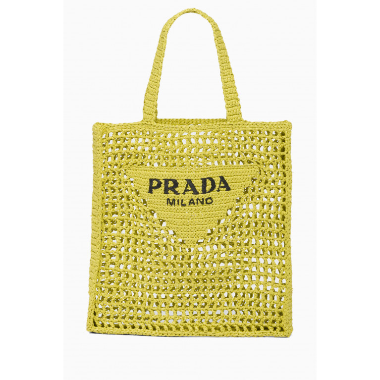 Prada - Logo Tote Bag in Raffia Green
