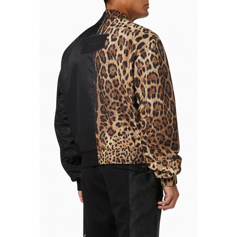 Dolce & Gabbana - Colourblock Jacket in Leopard Cotton & Nylon