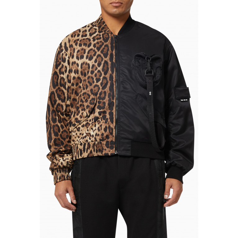 Dolce & Gabbana - Colourblock Jacket in Leopard Cotton & Nylon