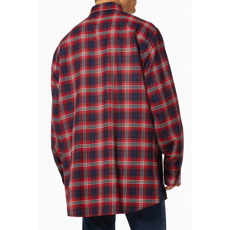 Dolce & Gabbana - Check Shirt with Logo Patch in Wool