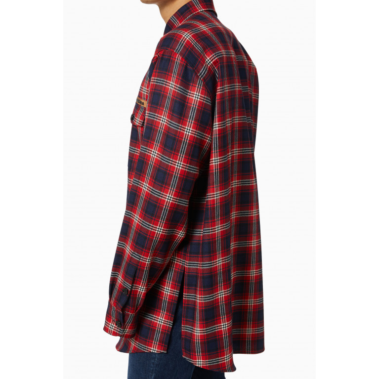 Dolce & Gabbana - Check Shirt with Logo Patch in Wool