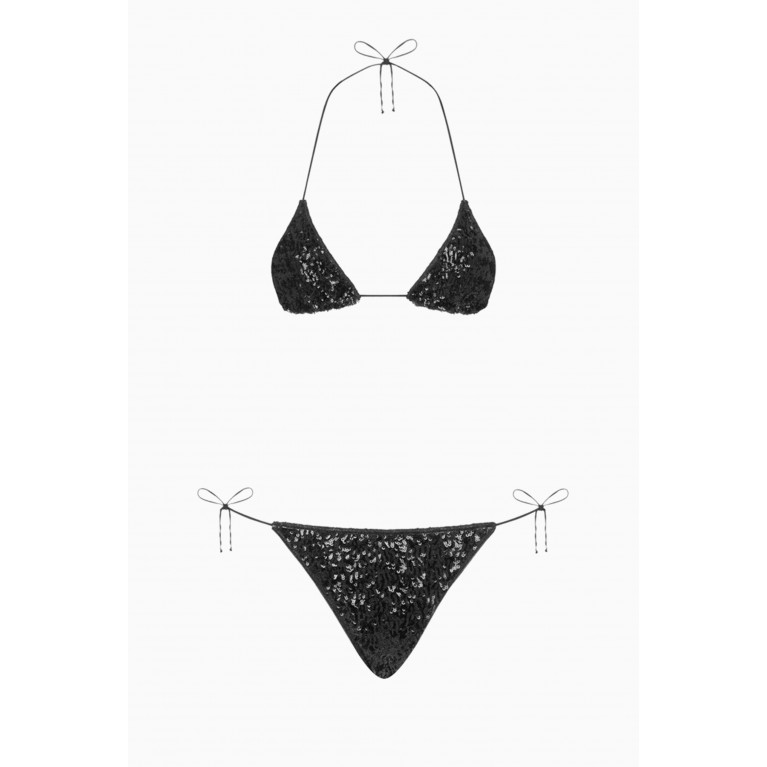 Oséree - Paillettes Microkini Bikini Set Black
