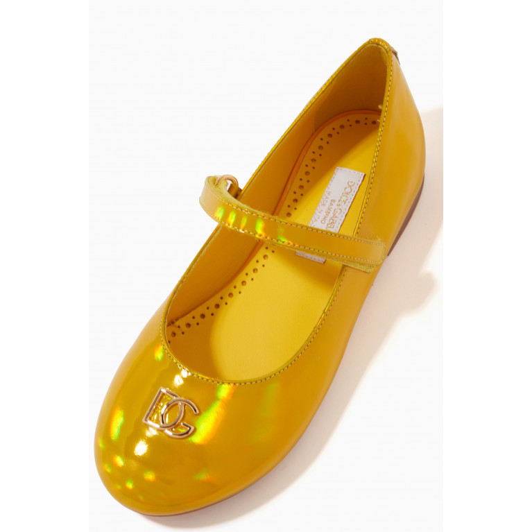 Dolce & Gabbana - Mary Jane Ballerina Shoes in Foiled Patent Leather