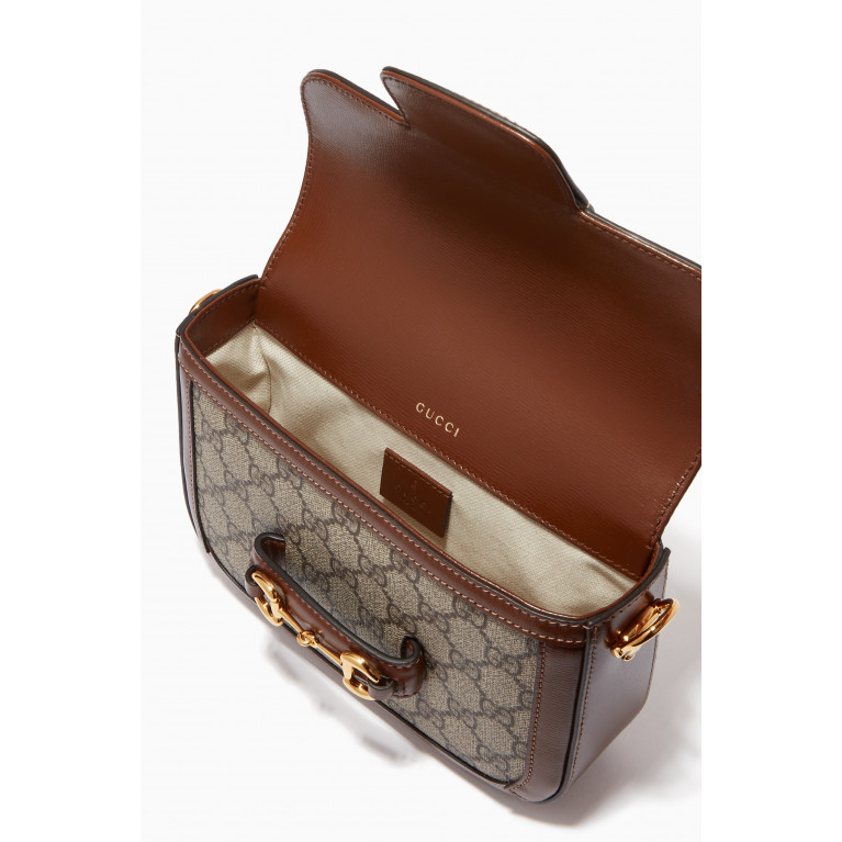Gucci - Mini Gucci 1955 Horsebit Shoulder Bag in GG Supreme Canvas Brown