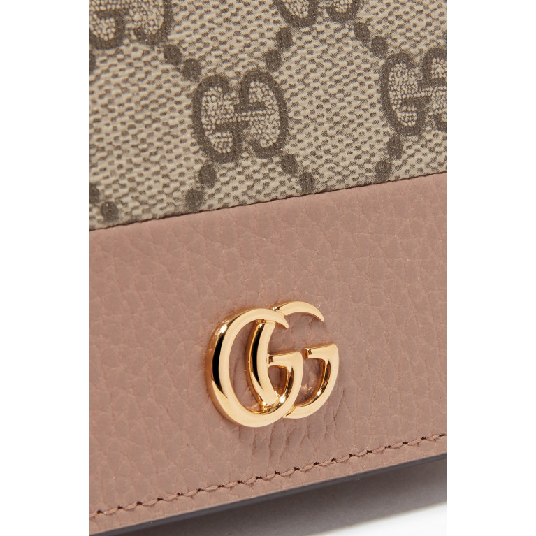Gucci - GG Marmont Card Case Wallet in Leather & GG Supreme Canvas Neutral