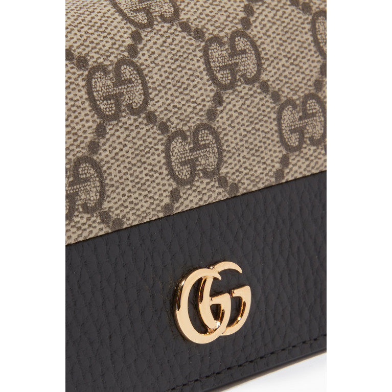 Gucci - GG Marmont Card Case Wallet in Leather & GG Supreme Canvas Black