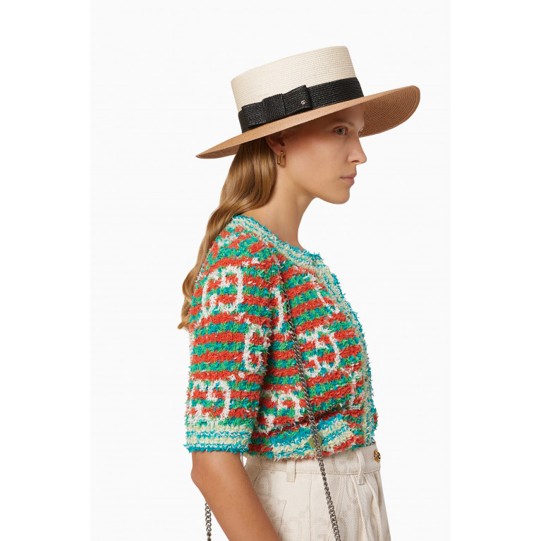 Gucci - Wide Brim Bow Hat in Straw Fabric