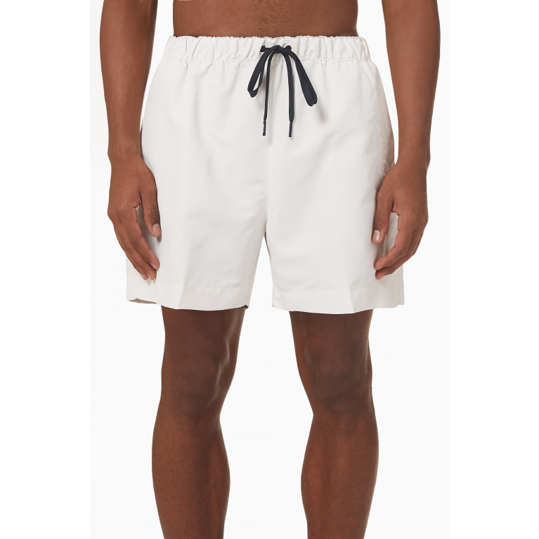 Tommy Hilfiger - Mid Length Signature Logo Swim Shorts White