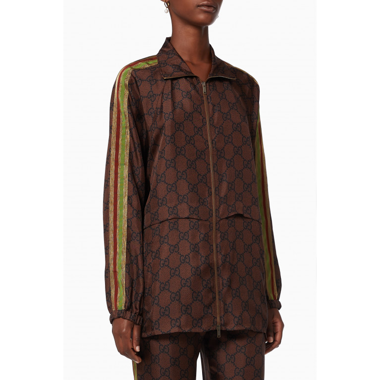 Gucci - Zip-up Jacket in GG Supreme Print Silk