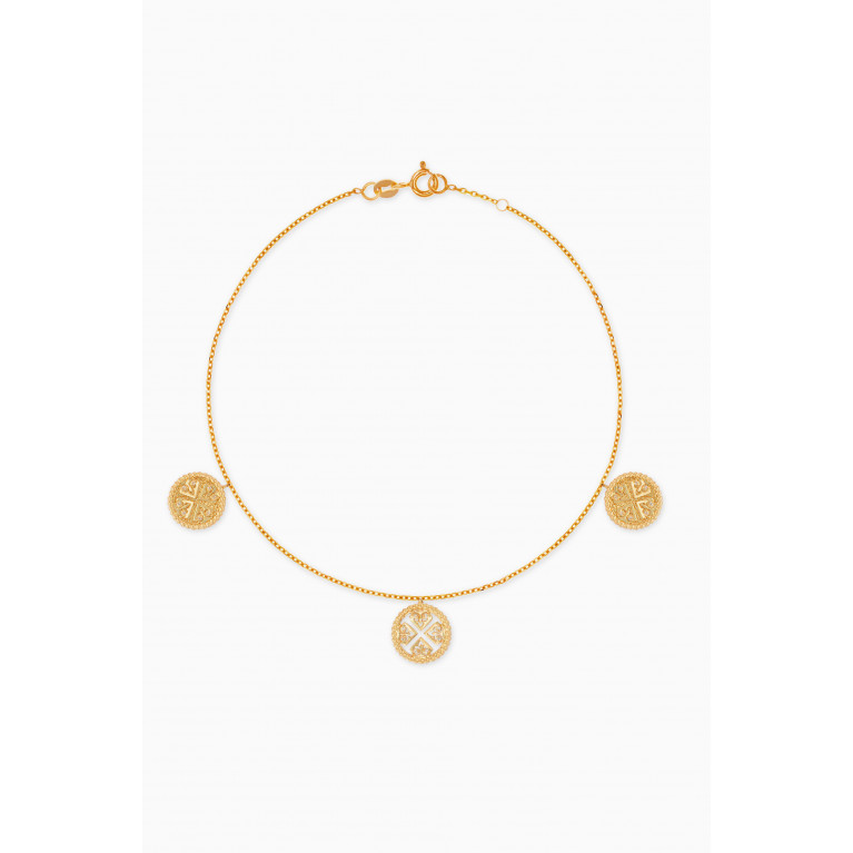 Damas - Lace Anklet with Mother of Pearl & Diamond in 18kt Yellow Gold