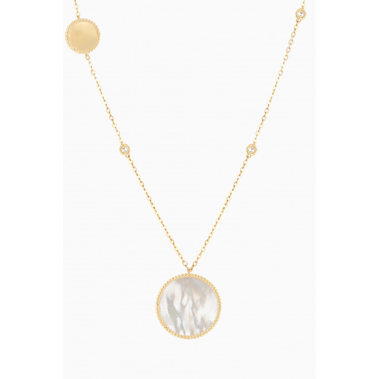 Damas - Lace Necklace with Mother of Pearl & Diamond in 18kt Yellow Gold