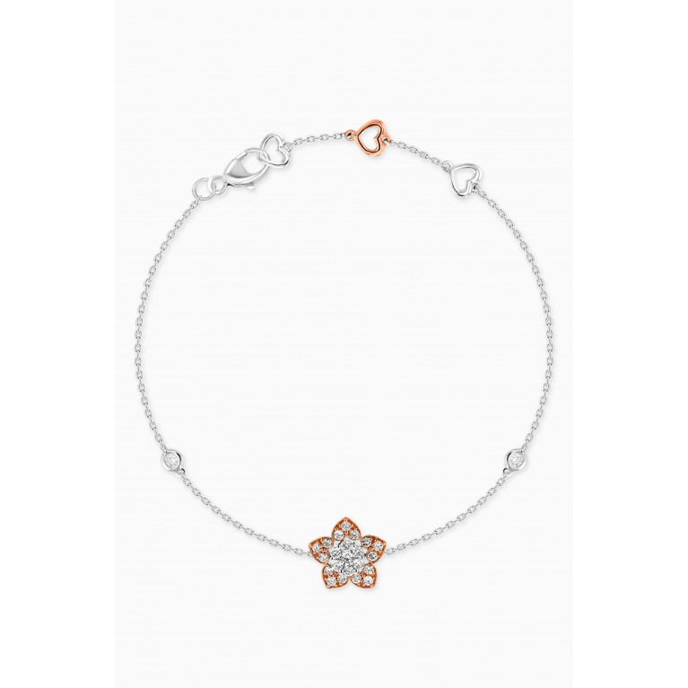 Damas - Heart to Heart Star Flower Bracelet with Diamonds in 18kt Gold White