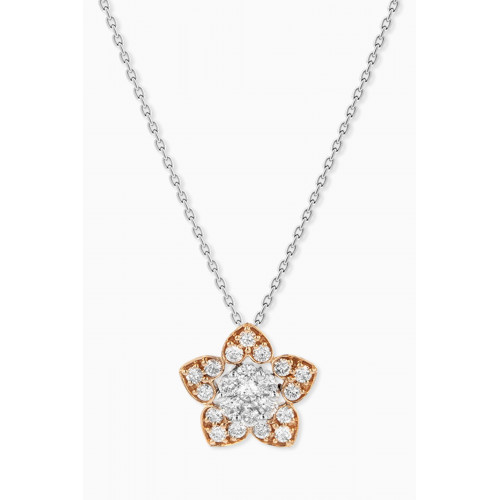 Damas - Heart to Heart Star Flower Pendant Chain with Diamonds in 18kt Gold White