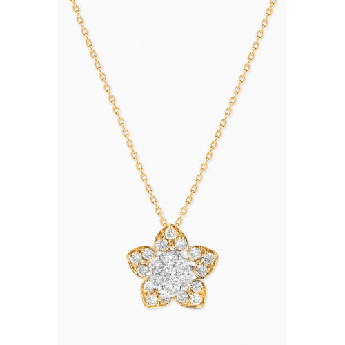 Damas - Heart to Heart Star Flower Pendant Chain with Diamonds in 18kt Yellow Gold Yellow