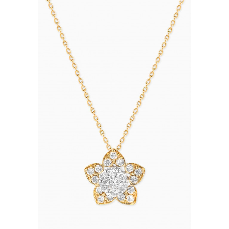 Damas - Heart to Heart Star Flower Pendant Chain with Diamonds in 18kt Yellow Gold Yellow
