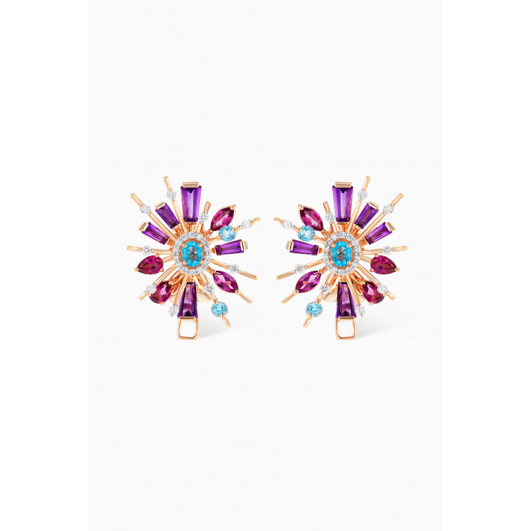 Damas - Fireworks Flitter Semi Precious Stud Earrings in 18kt Rose Gold