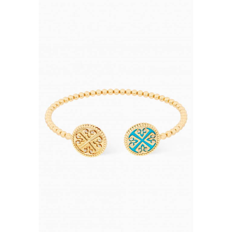 Damas - Lace Bangle with Diamonds & Turquoise in 18kt Yellow Gold