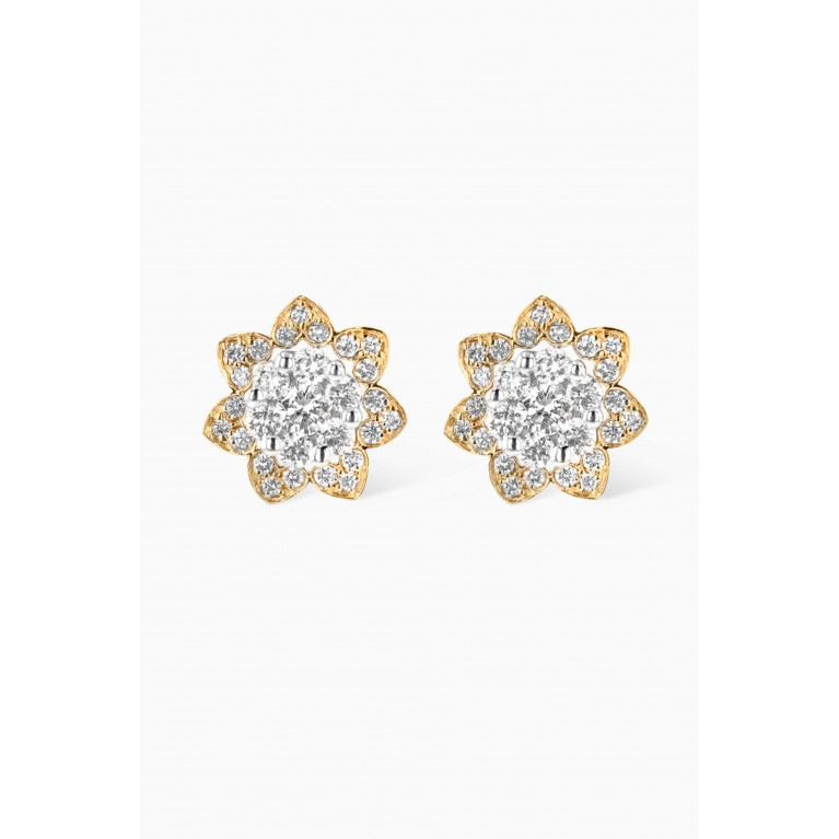 Damas - Heart to Heart Star Flower Earrings with Diamonds in 18kt Gold Yellow