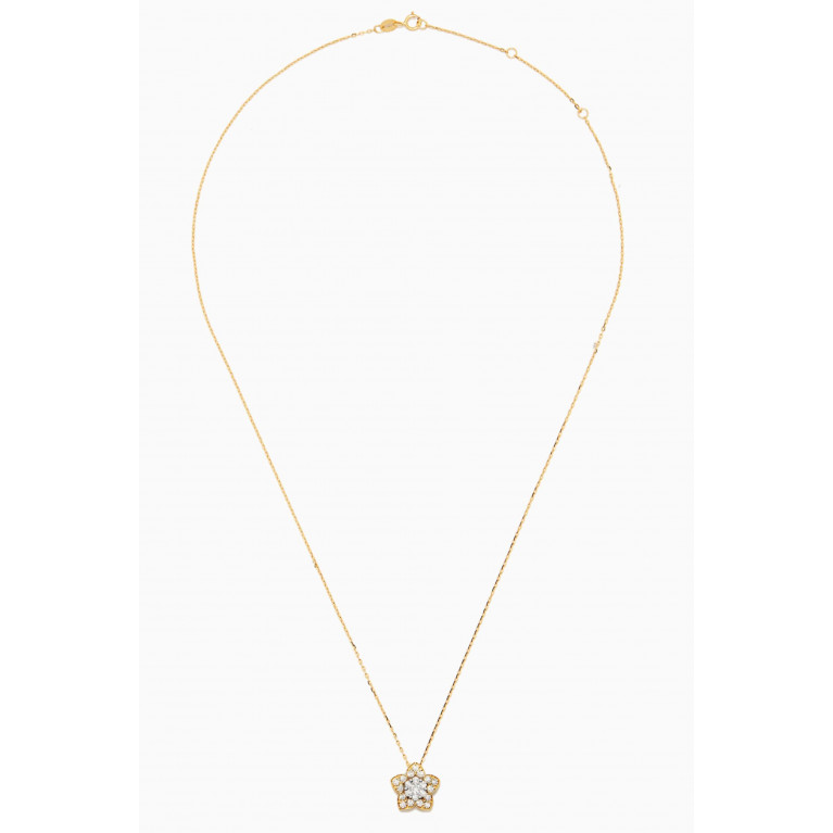 Damas - Heart to Heart Flower Pendant Necklace with Diamonds in 18kt Yellow Gold Yellow