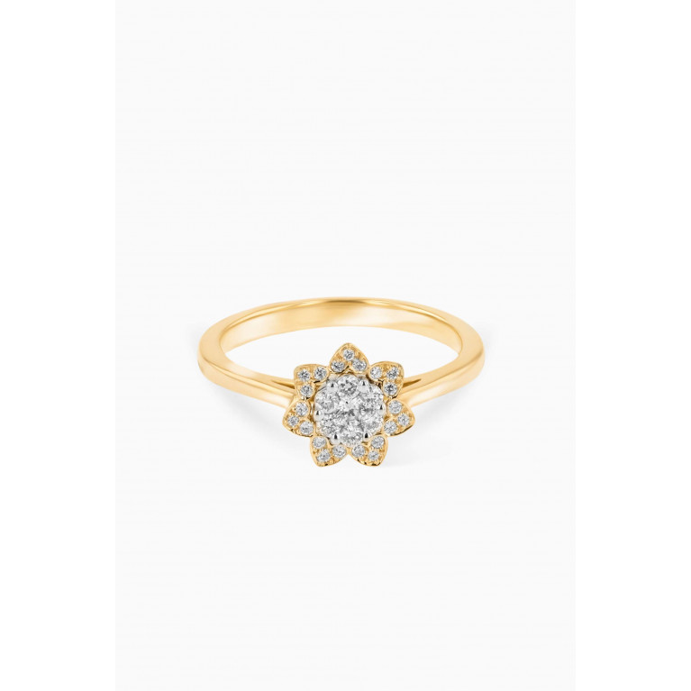 Damas - Heart to Heart Star Flower Ring with Diamonds in 18kt Gold Yellow