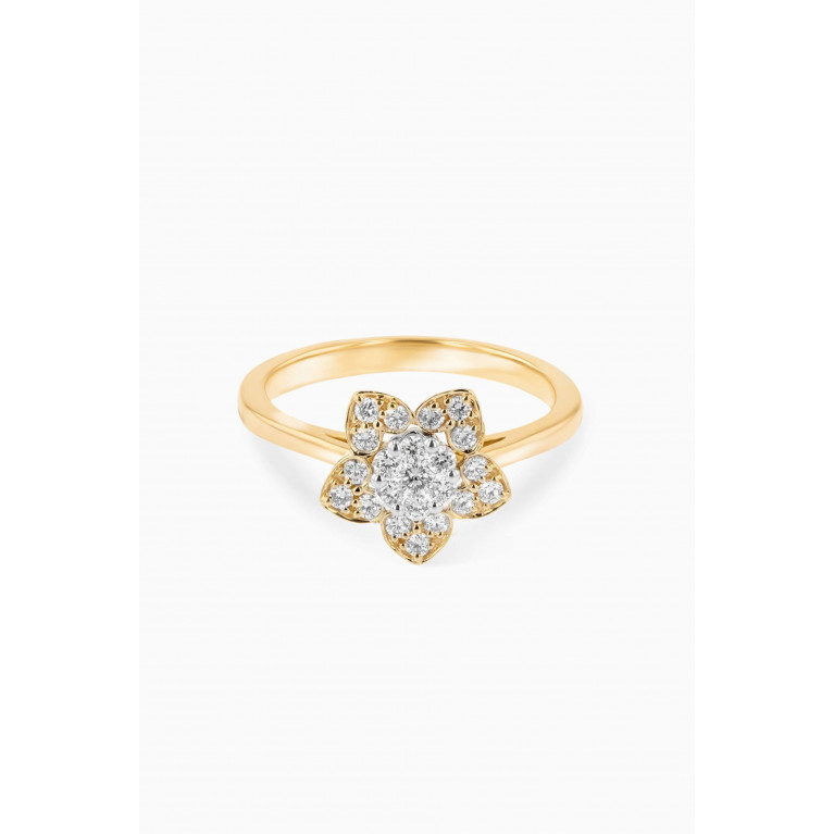 Damas - Heart to Heart Star Flower Ring with Diamonds in 18kt Gold Yellow