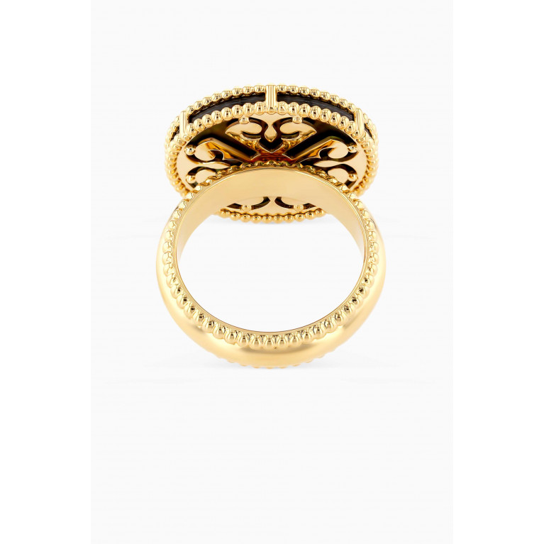 Damas - Lace Ring with Diamonds & Mother of Pearl in 18kt Yellow Gold