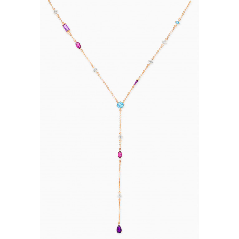 Damas - Fireworks Aerial Semi Precious Y Necklace in 18kt Rose Gold