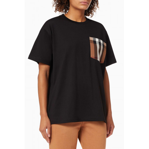 Burberry - Oversized T-shirt with Vintage Check Pocket in Cotton