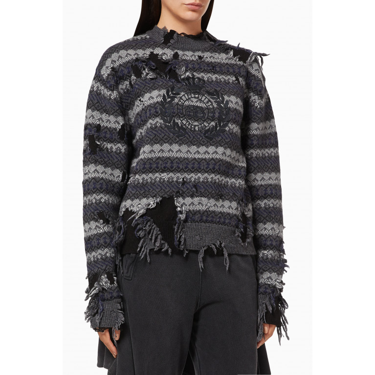 Balenciaga - Crewneck Sweater in Destroyed Knit