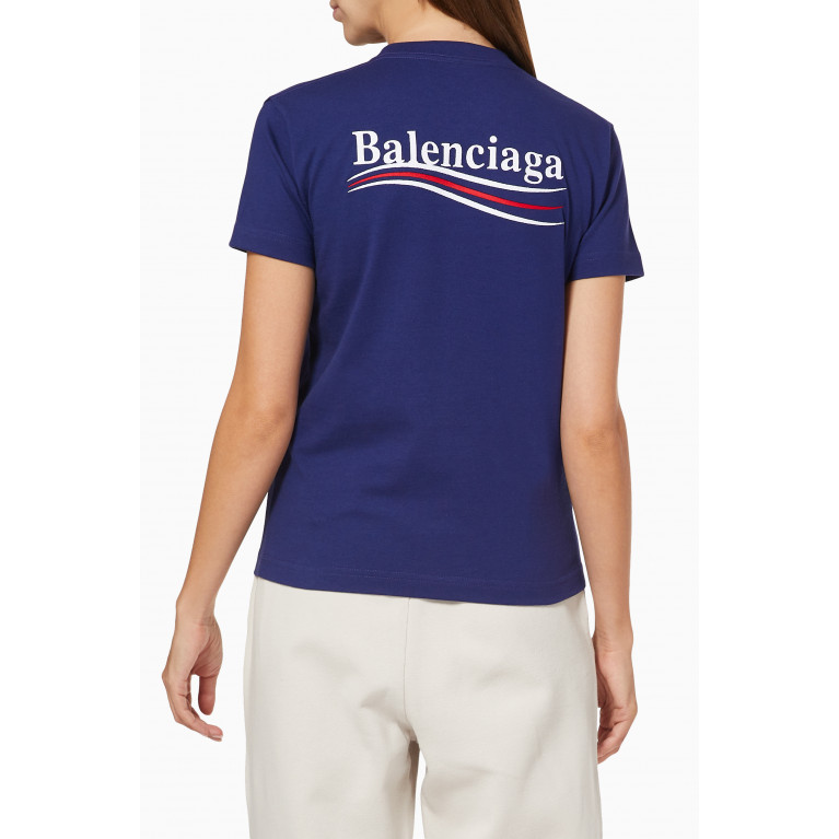 Balenciaga - Political Campaign Small Fit T-shirt in Organic Vintage Jersey Blue