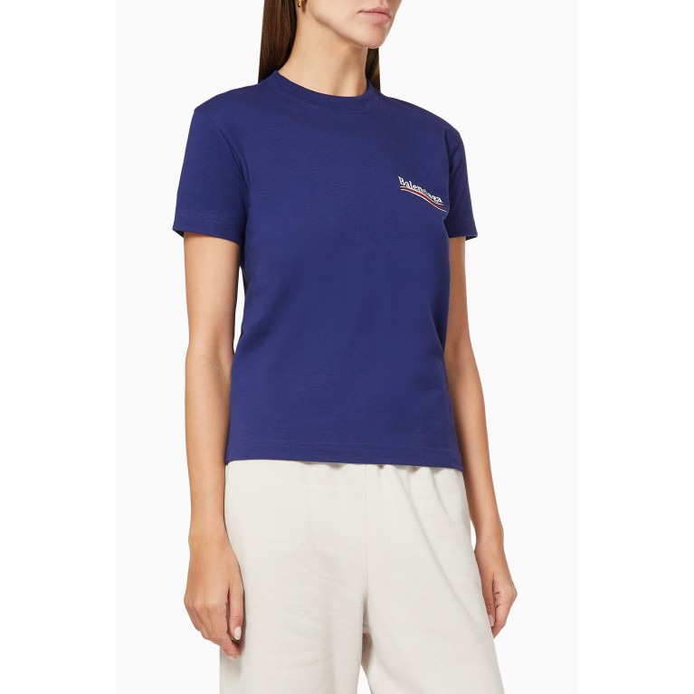 Balenciaga - Political Campaign Small Fit T-shirt in Organic Vintage Jersey Blue
