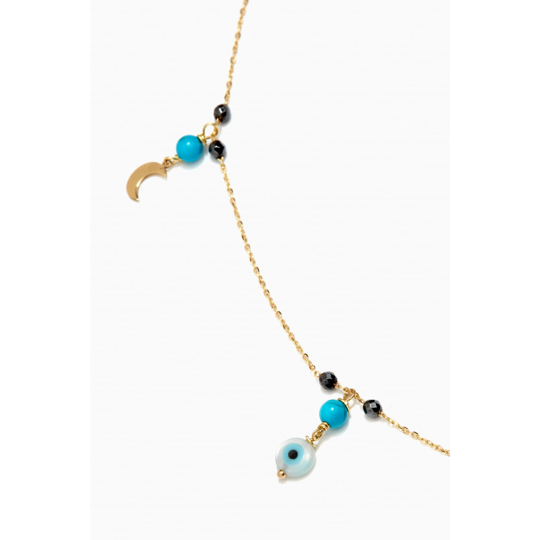 Le Petit Chato - Charm Choker Necklace with Turquoise in 18kt Yellow Gold